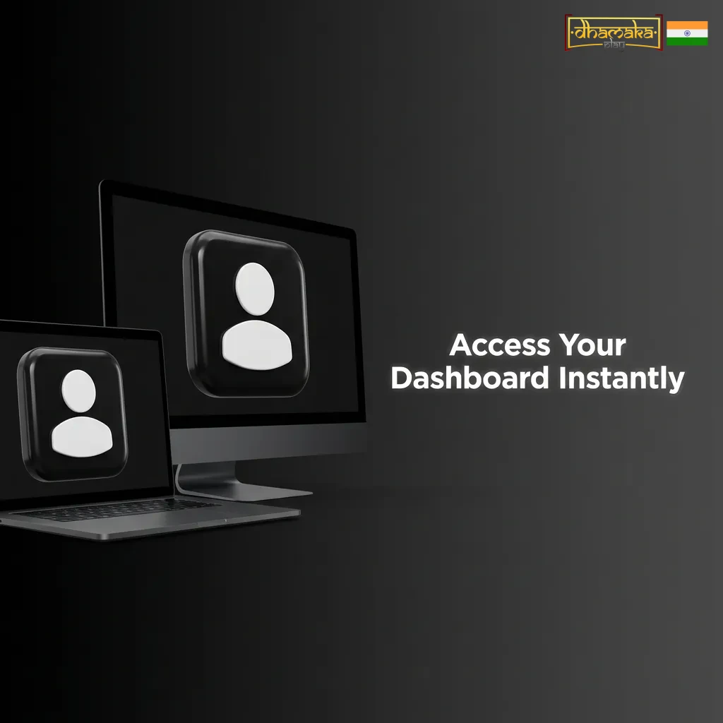 Login screen showing email and password fields with login button for instant dashboard access