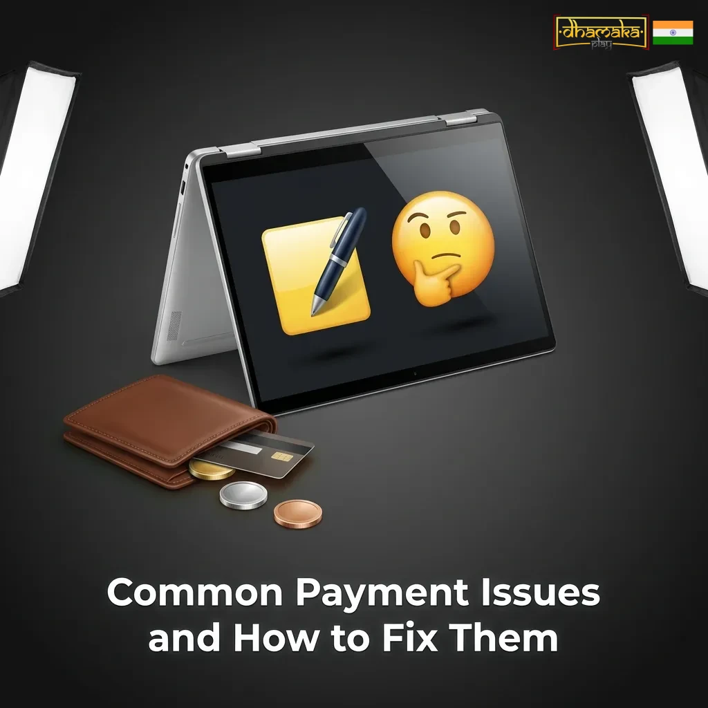 Illustration showing common online casino payment problems with solutions for deposits, withdrawals, and bonuses
