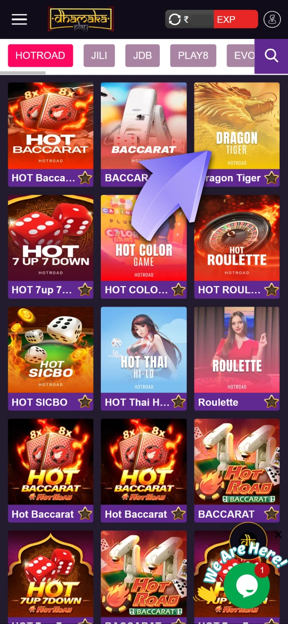 Choose your favorite casino games at Dhamakaplay and start playing.