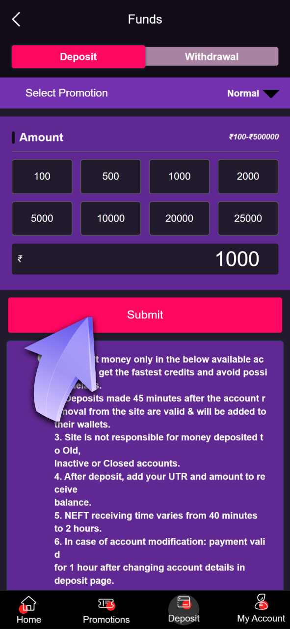 Deposit funds into your Dhamakaplay account to play for real money.