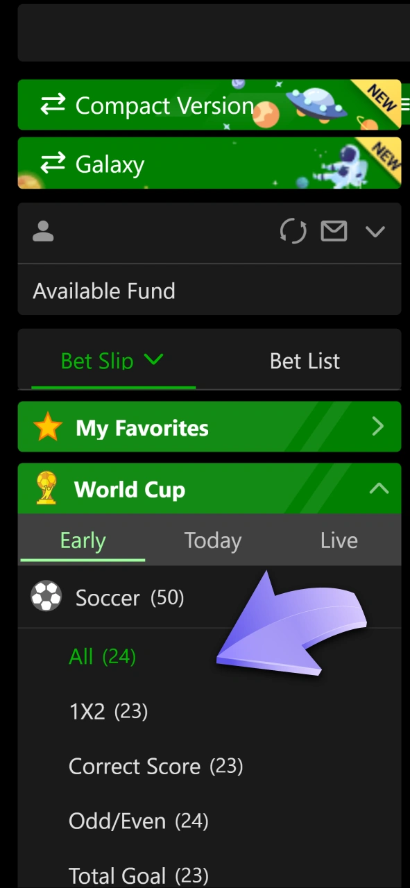 Select your desired betting options on the Dhamakaplay dashboard.