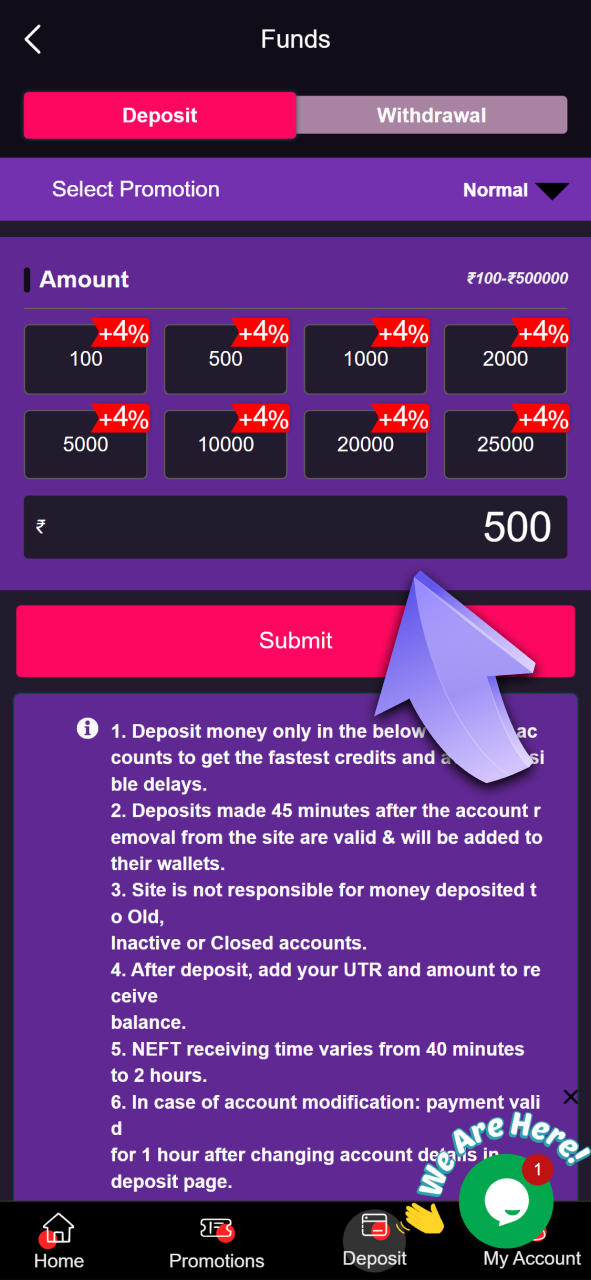 Enter the amount you want to deposit into Dhamakaplay.