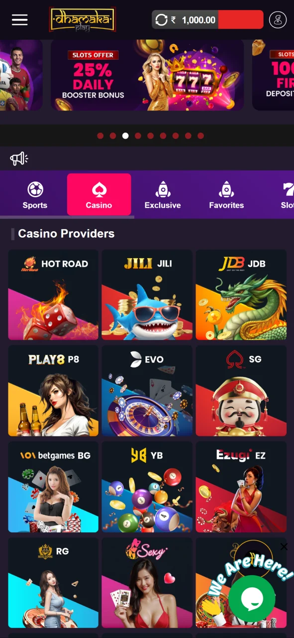 The best casino games section on Dhamakaplay.
